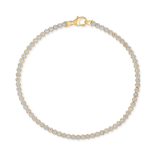 Diamond Cut Flat Bead Link Bracelet in 10k Two-Tone Gold