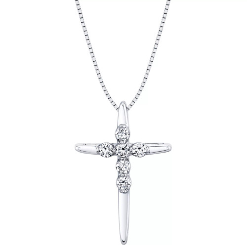 Diamond Polished Cross 18" Pendant Necklace (1/4 ct. t.w.) in 14k Gold