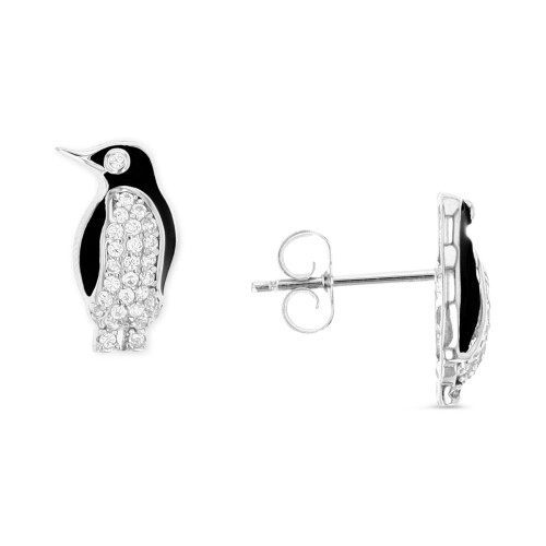 Cubic Zirconia Pavé Penguin Stud Earrings