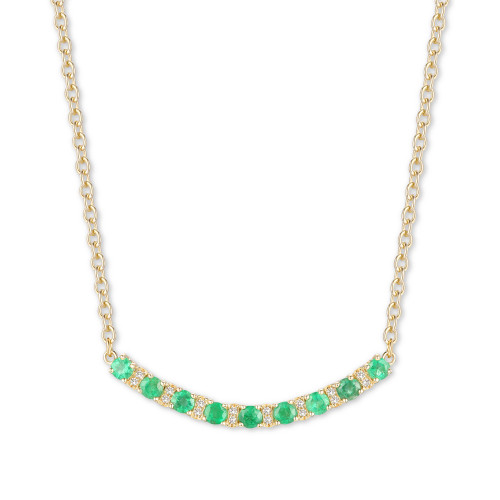 Sapphire (1-1/5 ct. t.w.) & Diamond (1/20 ct. t.w.) Curved Bar 17" Pendant Necklace in 14k Gold (Also in Emerald)