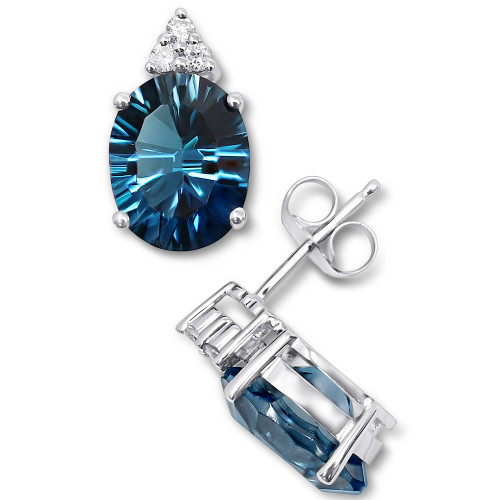 London Blue Topaz (5-1/2 ct. t.w.) & Diamond (1/10 ct. t.w.) Stud Earrings in 14k White Gold