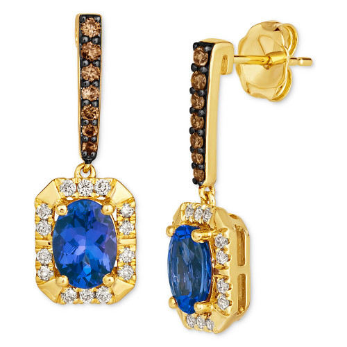 Blueberry Tanzanite (1-3/8 ct. t.w.) & Diamond (3/8 ct. t.w.) Drop Earrings in 14k Gold