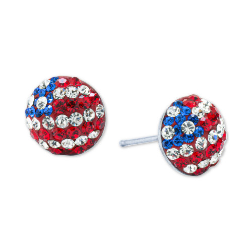 Cubic Zirconia Red, White, & Blue Stud Earrings in Sterling Silver, Created for Macy's