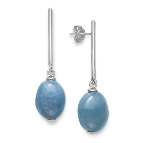 Milky Aquamarine Earrings in Sterling Silver