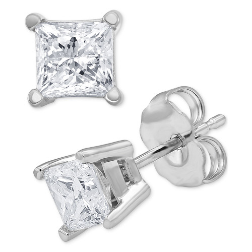 Diamond Princess Stud Earrings (1 ct. t.w.) in 14k White Gold