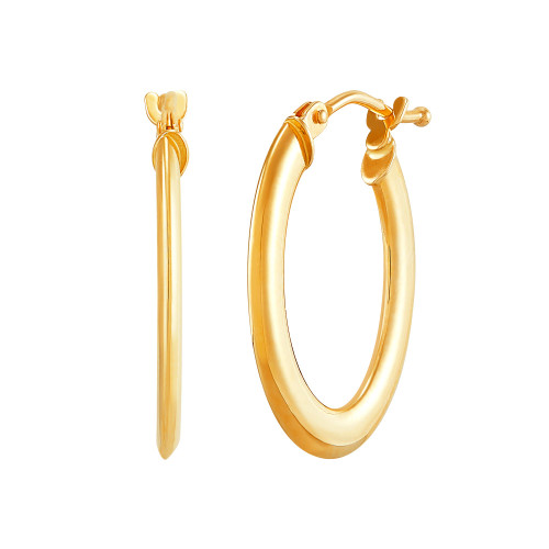 Polished Small Oval Hoop Earrings in 10K Yellow Gold, 1/2"