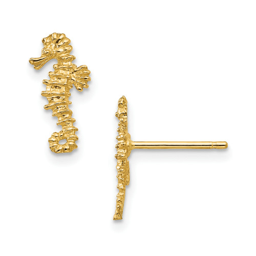 Seahorse Stud Earrings in 14k Gold