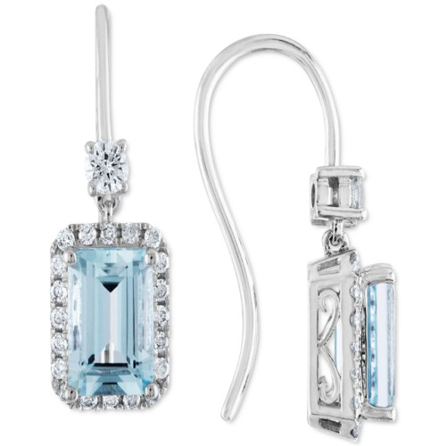 Aquamarine (1-5/8 ct. t.w.) & Diamond (1/3 ct. t.w.) Drop Earrings in 14k White Gold