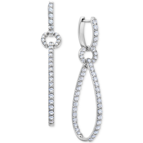 Diamond Elongated Loop In & Out Drop Earrings (2 ct. t.w.) in 14k White Gold