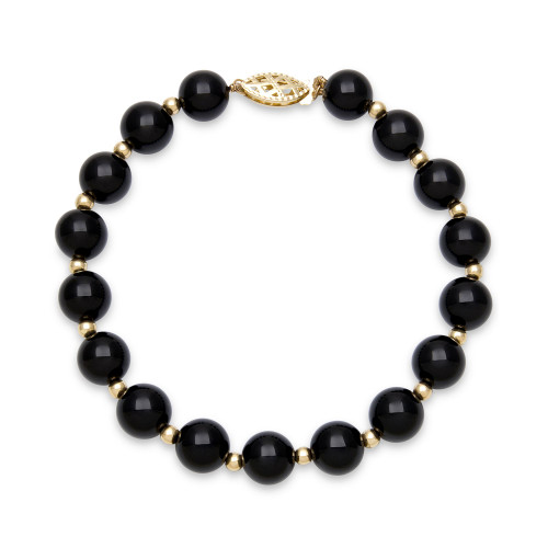Onyx Bead Bracelet (8mm) in 10k Gold