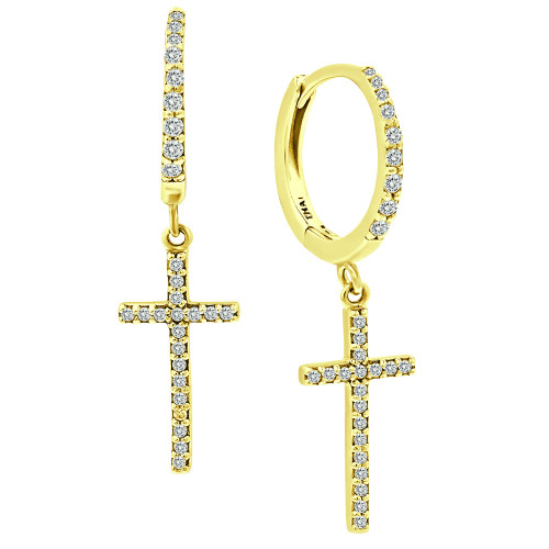 Cubic Zirconia Cross Dangle Hoop Earrings in 18k Gold-Plated Sterling Silver, Created for Macy's