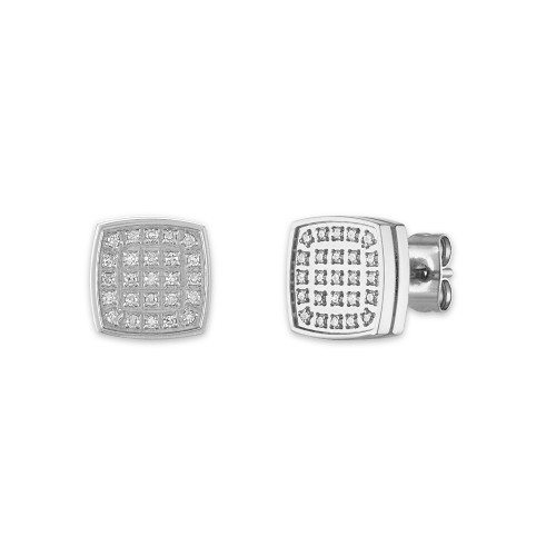 Men's 1/4 Carat Diamond Stud Earrings in Stainless Steel