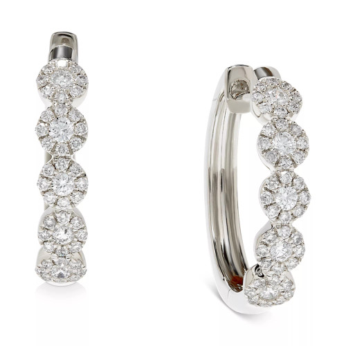 Diamond Halo Hoop Earrings (1/2 ct. t.w.) in 14k White or Yellow Gold
