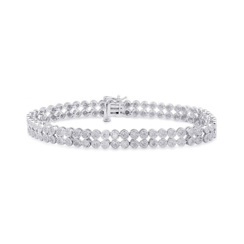 Diamond Double Row Bracelet (1 ct. t.w.) in Sterling Sliver