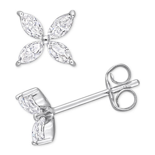 Lab-Created Moissanite Flower Stud Earrings (3/4 ct. t.w.) in 10k White Gold