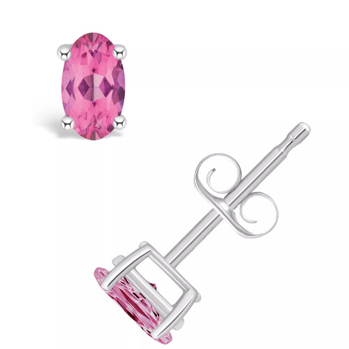 Pink Topaz (1/2 ct. t.w.) Stud Earrings in 14K White Gold or 14K Yellow Gold