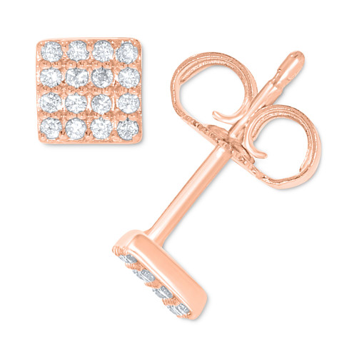 Diamond Pavé Square Stud Earrings (1/10 ct. t.w.) in 10k White, Yellow or Rose Gold