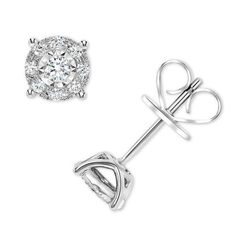 Diamond Miracle Plate Halo Stud Earrings (1/4 ct. t.w.) in 14k White Gold