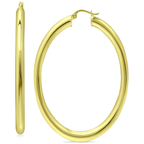 Oval Polished Hoop Earrings in 18k Gold-Plated Sterling Silver, 1-1/8", Created for Macy's