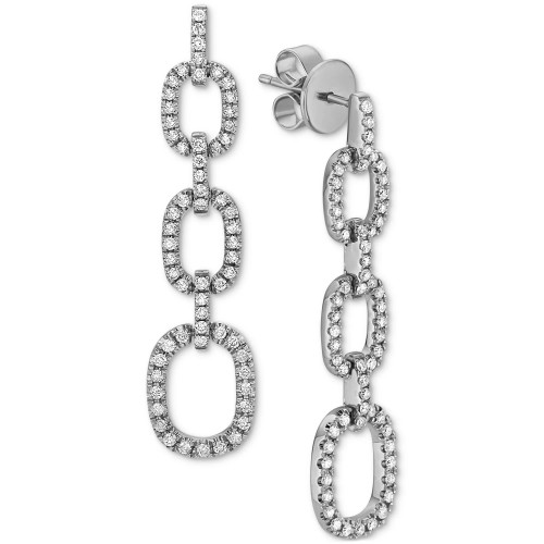 Diamond Pavé Chain Link Drop Earrings (5/8 ct. t.w.) in 14k White or Yellow Gold