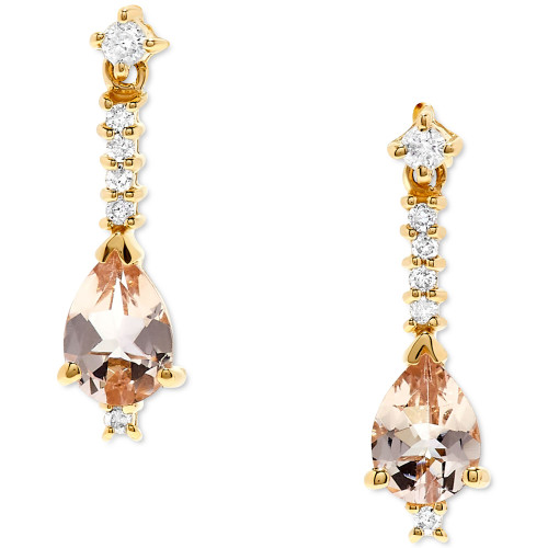 Morganite (1-5/8 ct. t.w.) & Diamond (1/6 ct. t.w.) Drop Earrings in 14k Gold