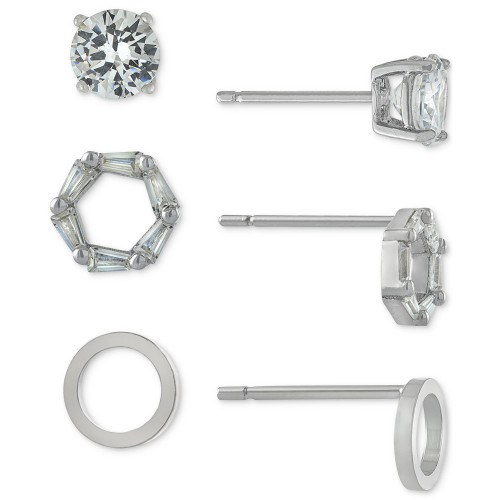 3-Pc. Cubic Zirconia Stud Earrings in Sterling Silver, Created for Macy's