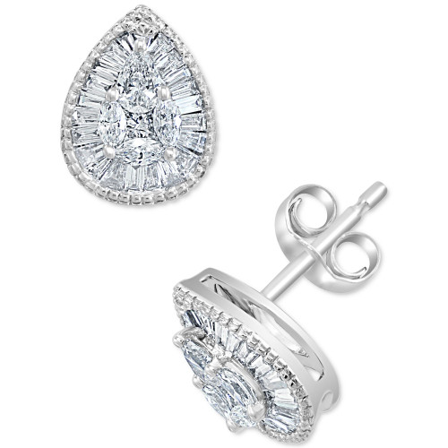 EFFY® Diamond Teardrop Cluster Stud Earrings (5/8 ct. t.w.) in 14k White Gold