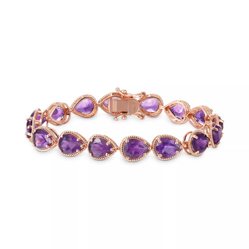 Sky Blue Topaz Pear Link Bracelet (35 ct. t.w.) in Gold-Plated Sterling Silver (Also in Pink Amethyst & Amethyst)