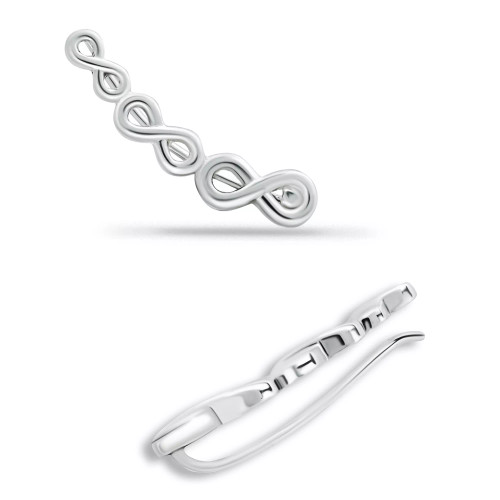 Infinity Ear Crawler Earrings in 18k Gold Over Sterling Silver or Sterling Silver