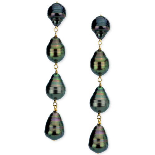 Cultured Tahitian Baroque Pearl (9-11mm) Drop Earrings in 14k Gold