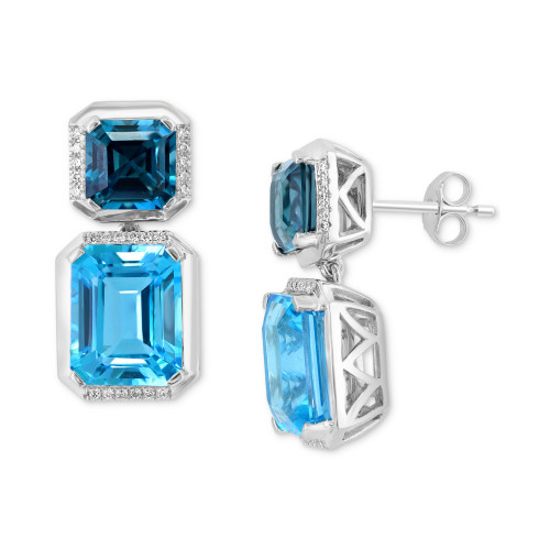 EFFY® Multi-Topaz (14-1/5 ct.-t.w.) & Diamond (1/6 ct. t.w.) Drop Earrings in 14k White Gold