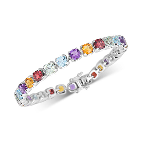 Multi-Gemstone Tennis Bracelet (17-3/8 ct. t.w.) in Sterling Silver