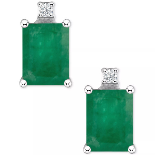 Tanzanite (1-1/5 ct. t.w.) & Diamond Accent Stud Earrings in 14k White Gold (Also in Emerald, Sapphire & Ruby)