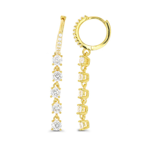 Dangling Huggie Earrings in 14K Gold Plated Sterling Silver