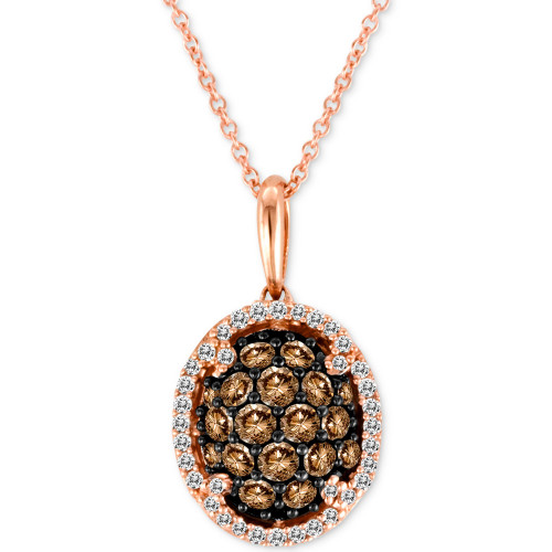 Chocolatier® Diamond Oval Cluster 18" Pendant Necklace (3/4 ct. t.w.) in 14k Rose Gold