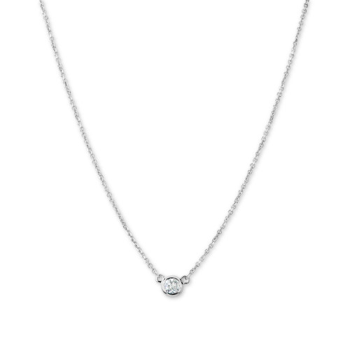 Diamond Bezel-Set Adjustable Pendant Necklace (1/6 ct. t.w.) in 14k White Gold