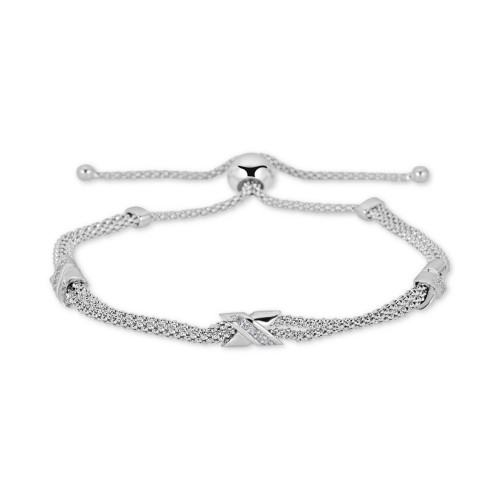 Diamond X Bolo Bracelet (1/8 ct. t.w.) in Sterling Silver
