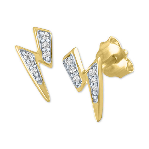 Diamond Lightening Bolt Stud Earrings (1/20 ct. t.w.) in 14k Gold-Plated Sterling Silver