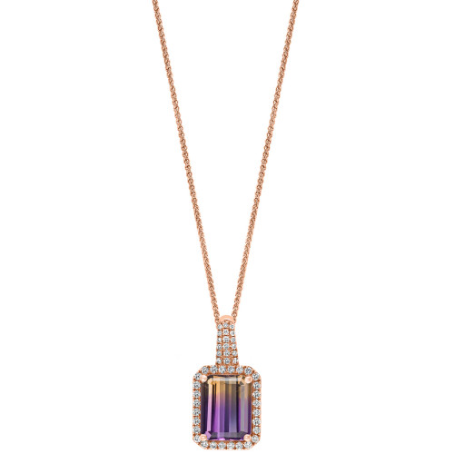 Ametrine (2-1/2 ct. t.w.) & Diamond (1/5 ct. t.w.) 18" Pendant Necklace in 14k Rose Gold