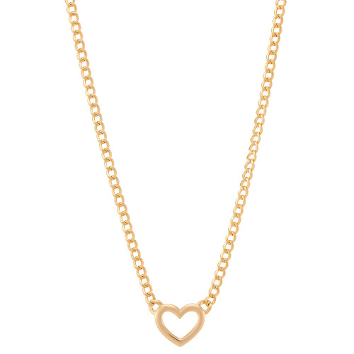 Open Heart Pendant Necklace in 10k Gold, 16" + 2" extender