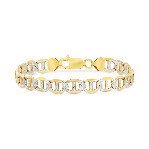 Men's Two-Tone Diamond Cut Mariner Link Bracelet in Sterling Silver & 14k Gold-Plate