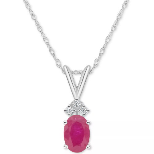 Ruby (1 ct. t.w.) & Diamond Accent 18" Pendant Necklace in 14k White Gold (Also in Sapphire)