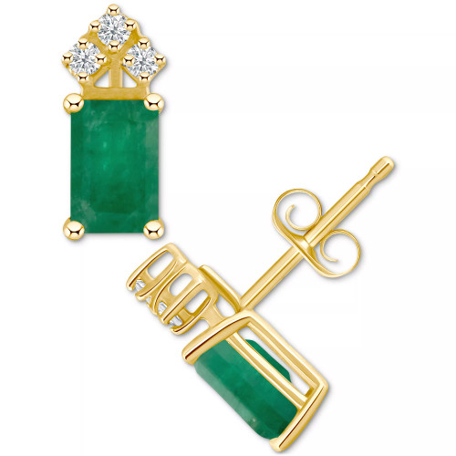 Ruby (1-3/8 ct. t.w.) & Diamond (1/8 ct. t.w.) Crown Stud Earrings in 14k Gold (Also in Emerald & Tanzanite)