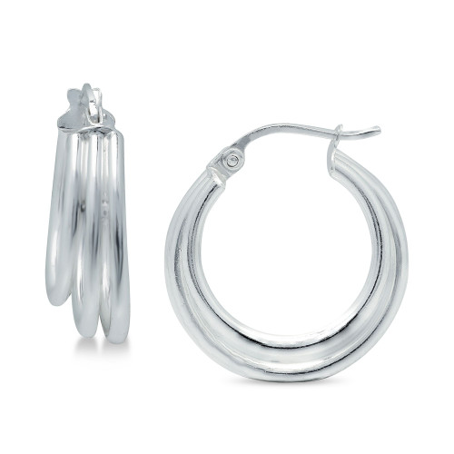 Small Triple Hoop Earrings in Sterling Silver, 18mm, Created for Macy's