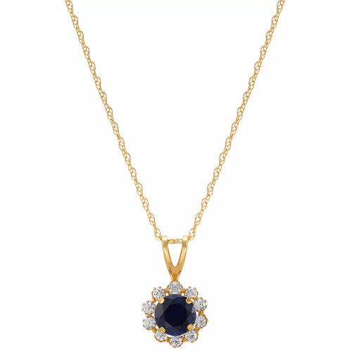 Lab-Created Opal (1/3 ct. tw.) & Lab-Created White Sapphire (1/3 ct. t.w.) Halo 18" Pendant Necklace in 14k Gold (Also in Citrine & Lab-Created Blue Sapphire)