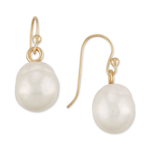 Cultured Freshwater Baroque Pearl (10mm) Drop Earrings in 14k Gold