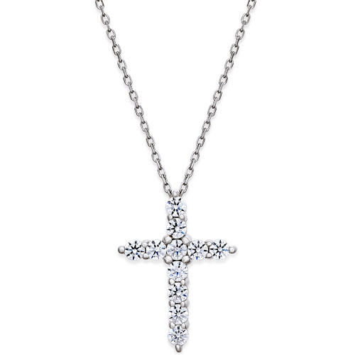 Diamond Cross Pendant Necklace (1/2 ct. t.w.) in 14k White Gold