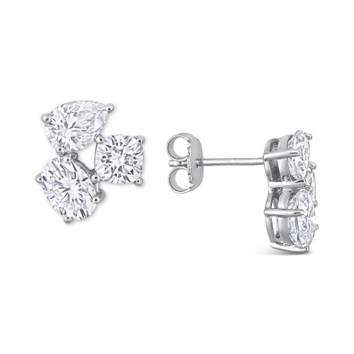 Lab-Created Moissanite Multi-Shape Cluster Stud Earrings (4-4/5 ct. t.w.) in Sterling Silver