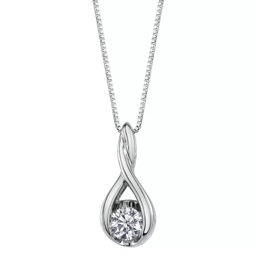 Diamond (1/10 ct. t.w.) Twist Pendant in 14k White or Yellow or Rose Gold