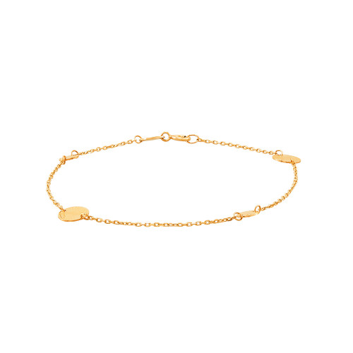 Polished and Diamond Cut Graduated Burst Disk Bracelet in 10K Yellow Gold